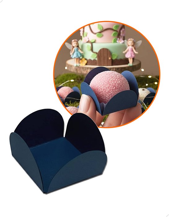 Forminhas 4 Pétalas Doces Finos Brigadeiro 100un Forminha de Papel Azul Marinho Cod.FPAZMAR