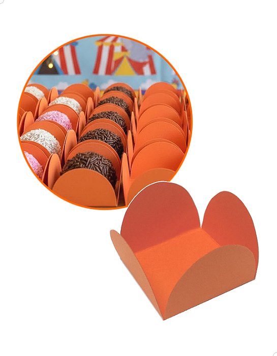 Forminha de Papel Laranja 100un Confeiteira Doceria Bragaderia Docinhos Festa Lembrancinha Cod.FPLAR
