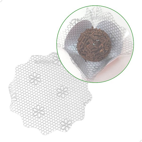 Fundo Rendado para Doces PRATA 9cm (200un) Tapetinho para Doces Forro para Brigadeiro Forminhas