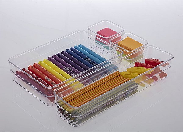 Organizador Diamond 22,5x15x5,2 cm cristal