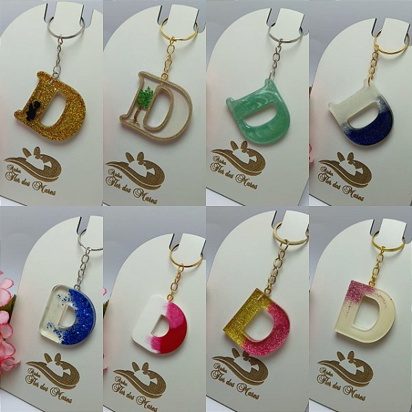 Chaveiro em resina Letra D