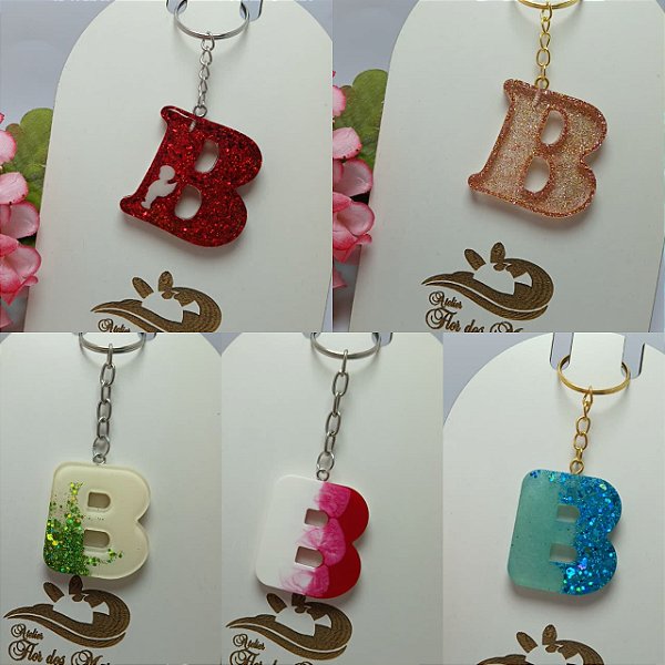 Chaveiro em resina Letra B