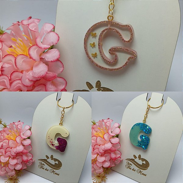 Chaveiro em resina Letra G