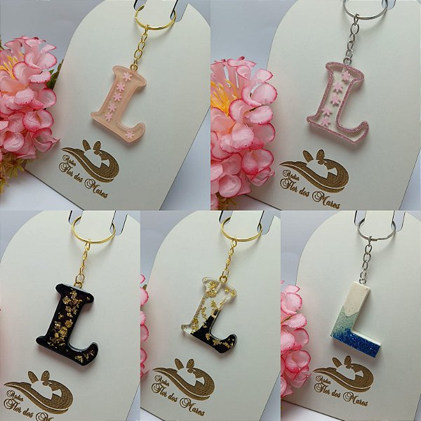 Chaveiro em resina Letra L