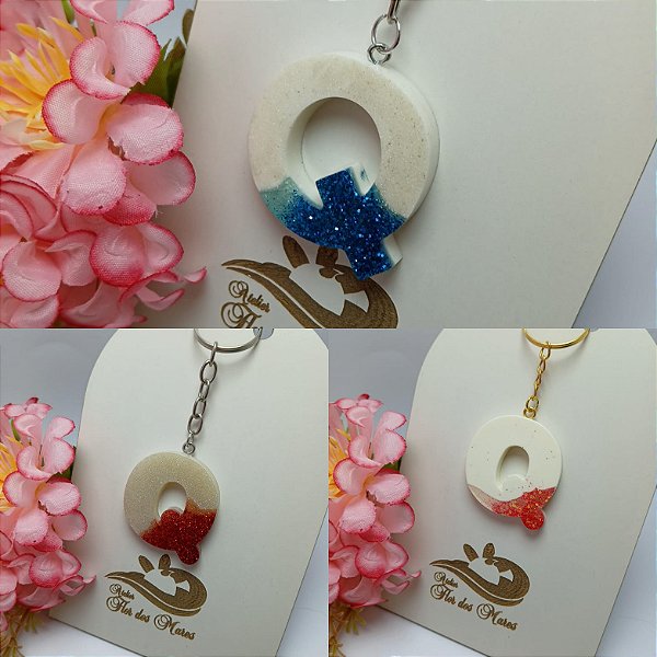 Chaveiro em resina Letra Q