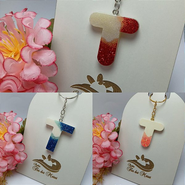 Chaveiro em resina Letra T