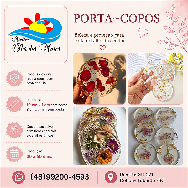 Porta Copos em Resina Redondos