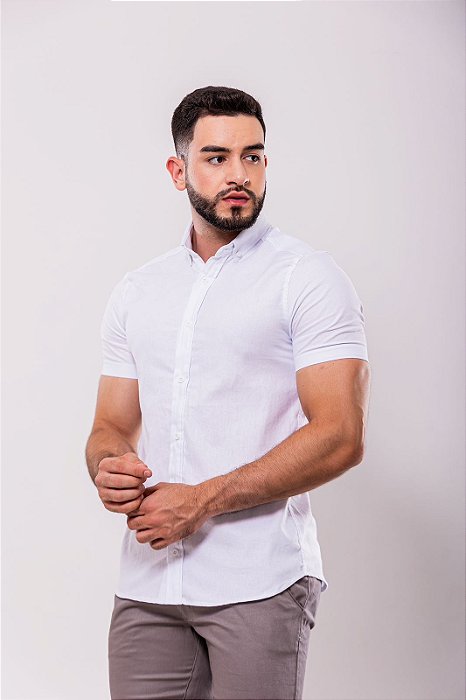Camisa De Botão em Linho Branca ASD