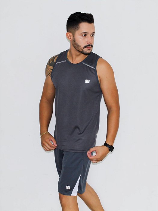 Conjunto Masculino Regata Fitness Cinza