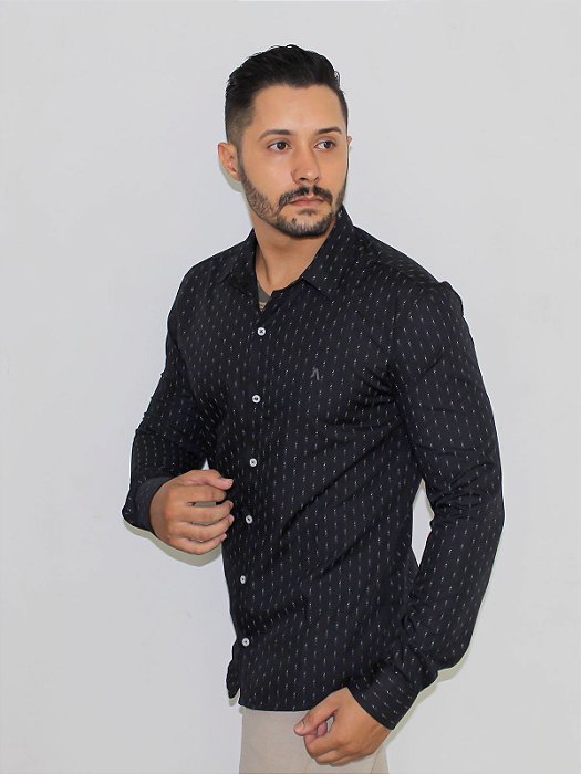 Social Super Slim Fit Estampa Preta