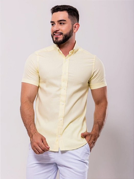 Camisa De Botão Amarela