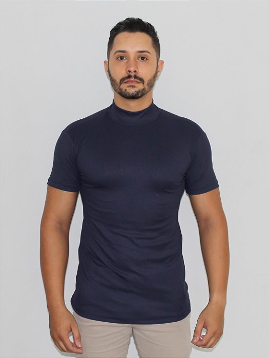 Camisa Gola Alta Azul Marinho