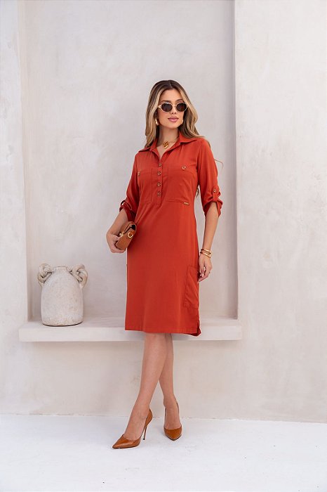 Vestido Caroline em Viscose Sarjada Aline Cerkunvis