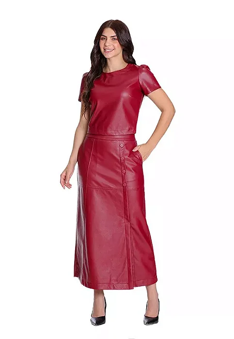 Cropped Leticia em tecido plano com aspecto em couro Hapuk