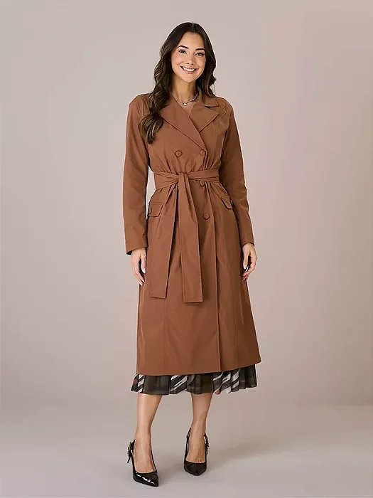 Trench coat  Luna em poliéster New Pecã encorpado Tata Martello