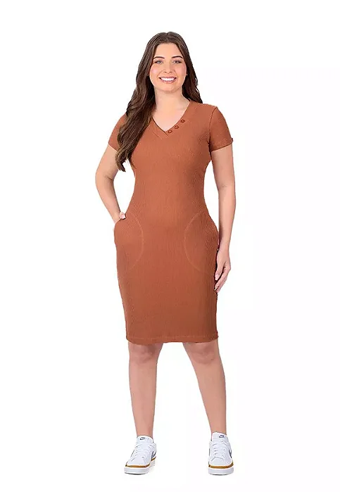 Vestido Kelly em malha Canelada Hapuk