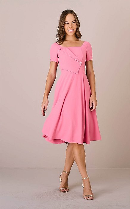 Vestido Rosangela Mídi Alfaiataria modelagem Godê Tatá Martello