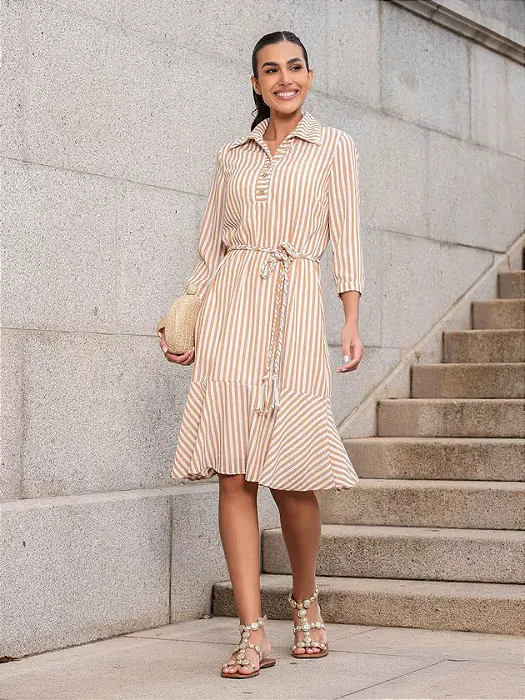 Vestido Ivani em Listras verticais Tata Martello
