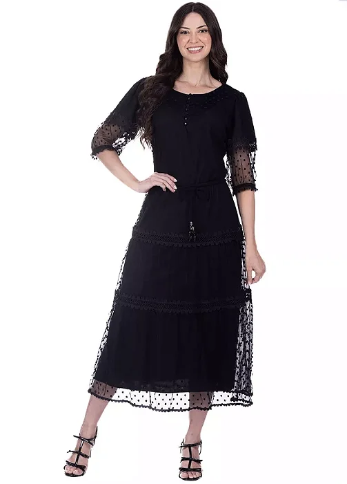 Vestido Ana Luiza em Tule de Poa Hapuk