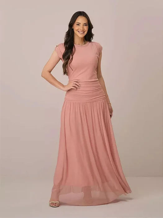 Vestido Aurora longo em Tule Tata Martello