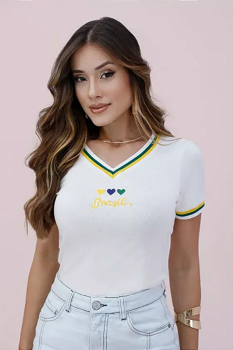 Tshirts Copa em malha canelada Nítido
