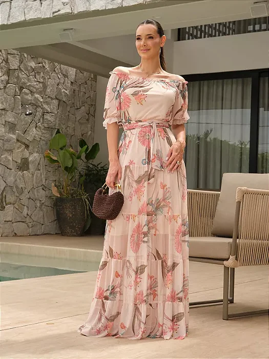 Vestido Fernanda em Tule Estampado Tata Martello