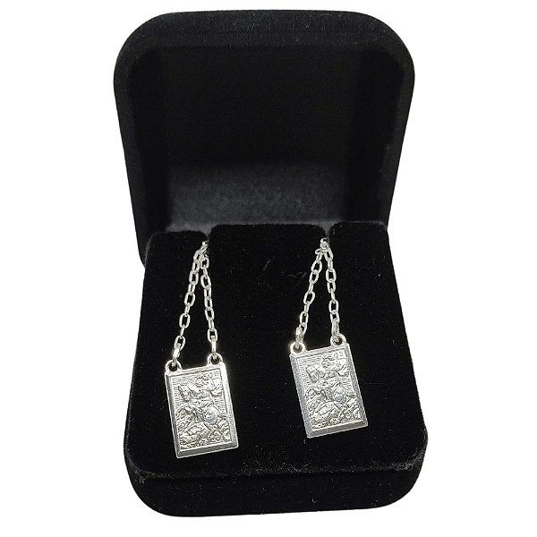 Escapulário 70 Cm Masculino São Jorge Prata Pura 950