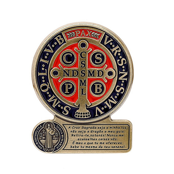 Adorno de Mesa  Medalha de Sao Bento com Oracao