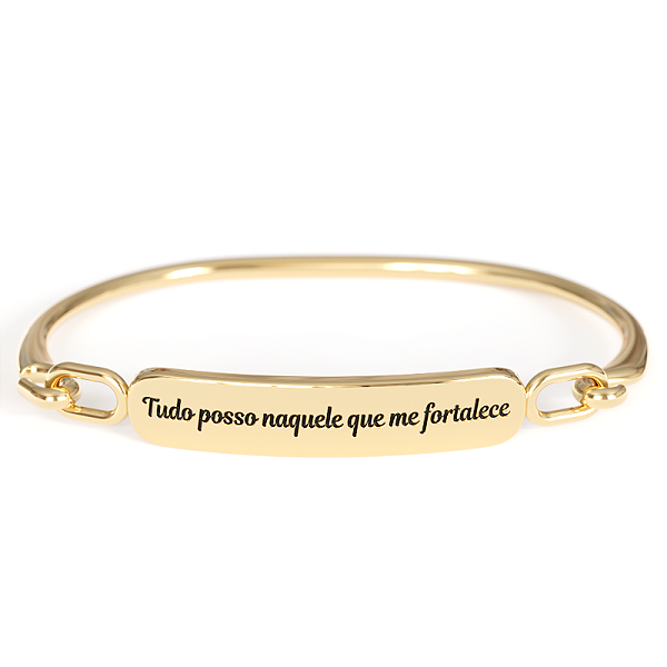 Pulseira Bracelete  Dourado Tudo Posso Naquele Que Me Fortalece.