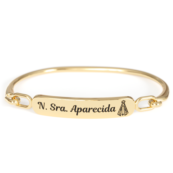 Pulseira Bracelete Dourado Nossa Senhora Aparecida Dourada
