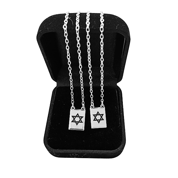 Escapulário de Prata 925 com Estrela de Davi - 60cm de Proteção e Fé