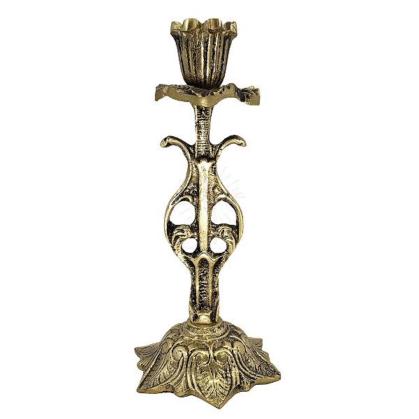 Castiçal Alto Vela 2 Cm Diametro Bronze Maciço Vintage