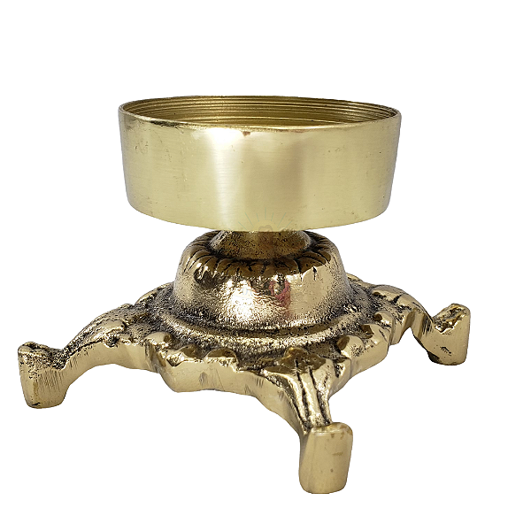 Castiçal P Vela 7 Dias Bronze Copo Polido Base Vintage