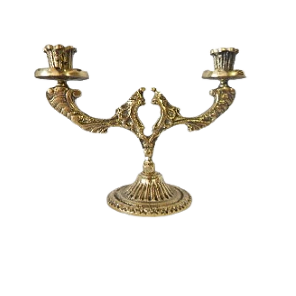 Castiçal Altar Para 2 Velas de 2 cm Metal Bronze