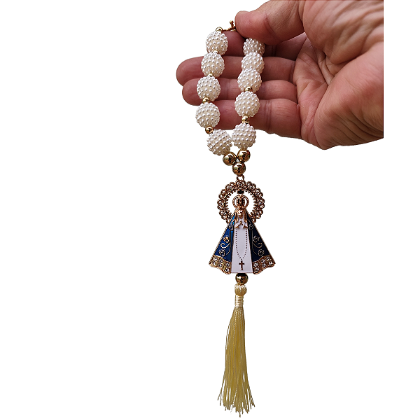 Terço Dezena Perola Retrovisor Carro Nossa Senhora Aparecida