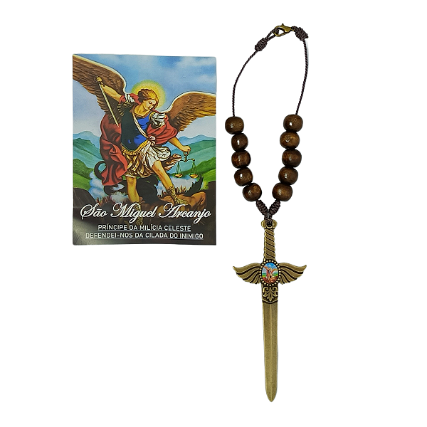 Dezena Carro Casa Espada em Metal de Sao Miguel Arcanjo 21cm