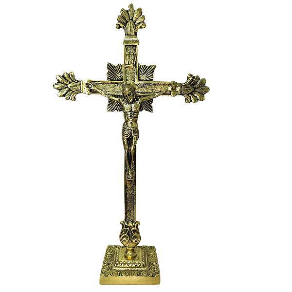 Crucifixo Bronze Mesa Altar Cristo 34,5 Cm - Sacredstore