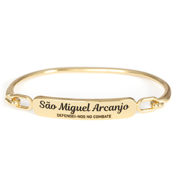 Pulseira Bracelete unissex Sao Miguel Arcanjo Dourada