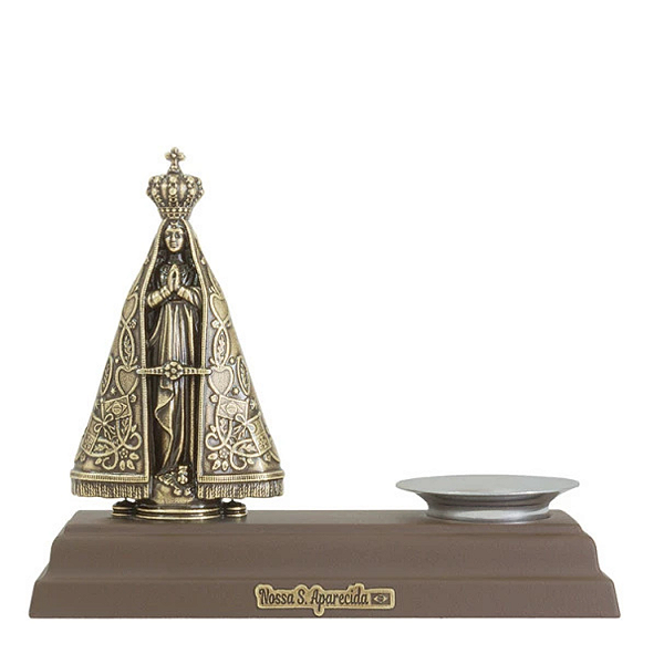 Porta Velas Imagem Nossa Senhora Aparecida em Metal 10cm