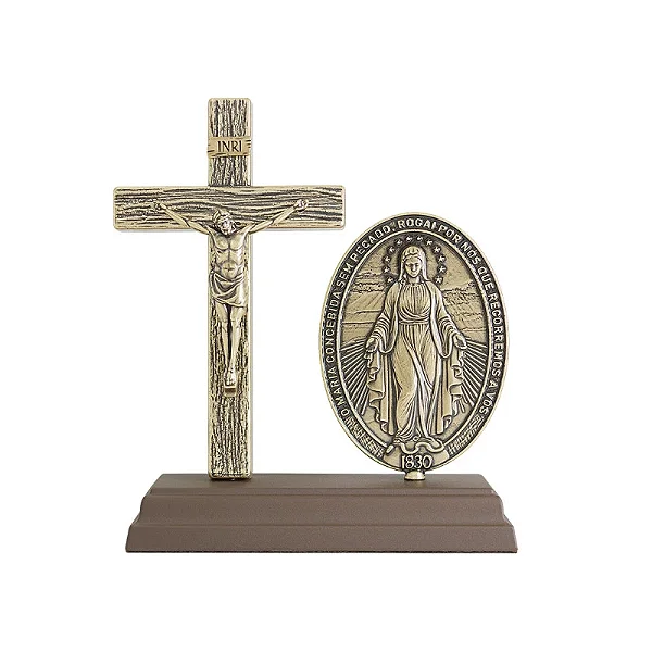 Oratório Crucifixo Milagrosa Nossa Senhora das Graças 15cm