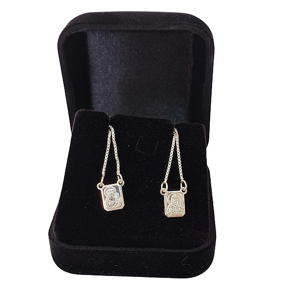 Escapulário Mini Prata Oração S. C. De Jesus  N. S. Do Carmo