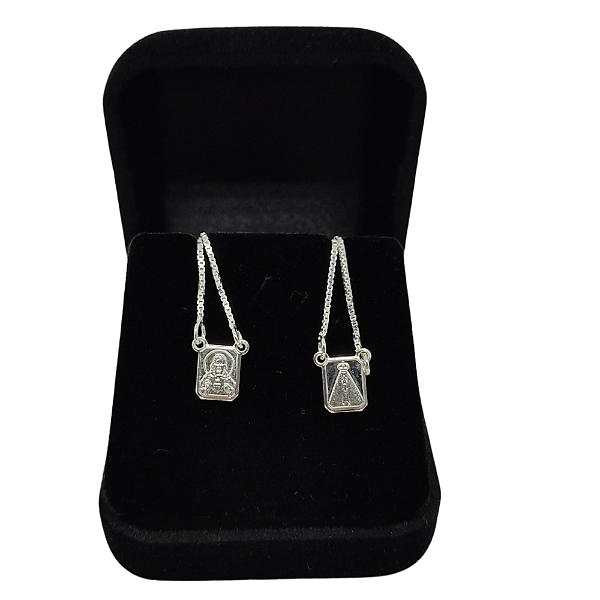 Escapulário Veneziana  Prata Pura  Sc De Jesus Ns Aparecida