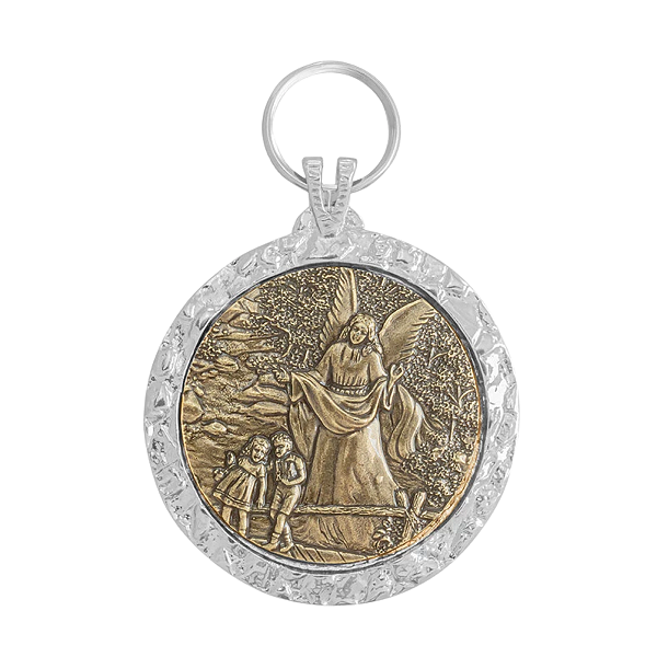 Medalhão de Berço Anjo da Guarda em Metal Decorativo