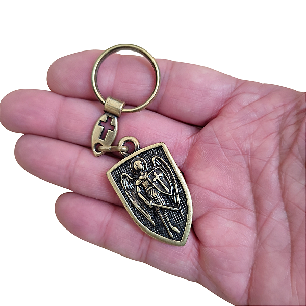 Chaveiro Arcanjo São Miguel Metal Envelhecido