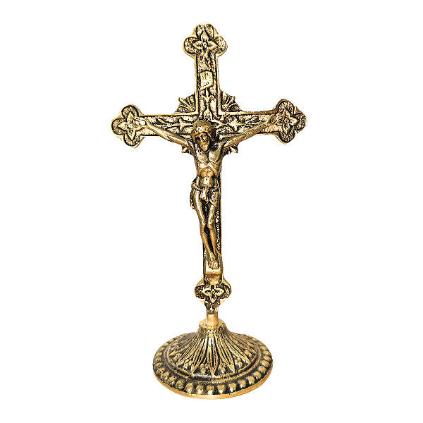 Crucifixo de Bronze de Mesa Vintage 22 Cm Sacred Store