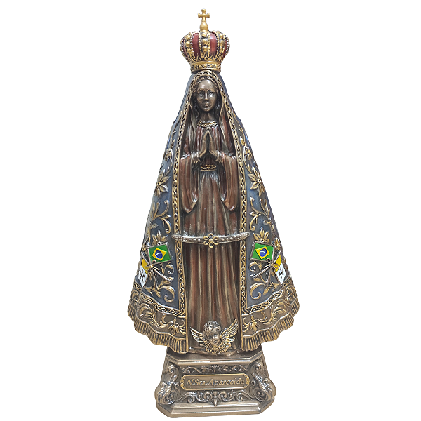 Nossa Senhora Aparecida 24cm Resina Padroeira do Brasil Imagem Sacra Decorativa