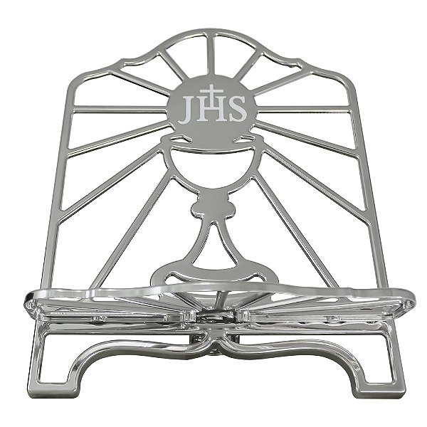 Porta Bíblia Metal Prateado Cromado JHS Suporte Missal 20x28