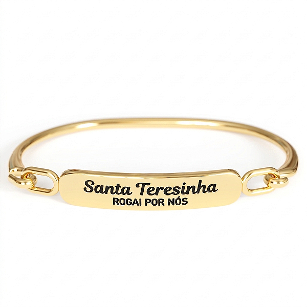 Pulseira Bracelete Dourada Religiosa Santa Teresinha Rogai Por Nós