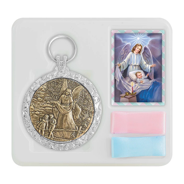 Medalhão de Berço e Porta Anjo da Guarda em Metal Decorativo