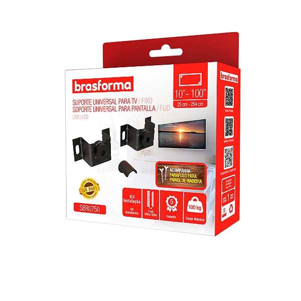Suporte Fixo Brasforma 10 a 100 polegadas SBRU750